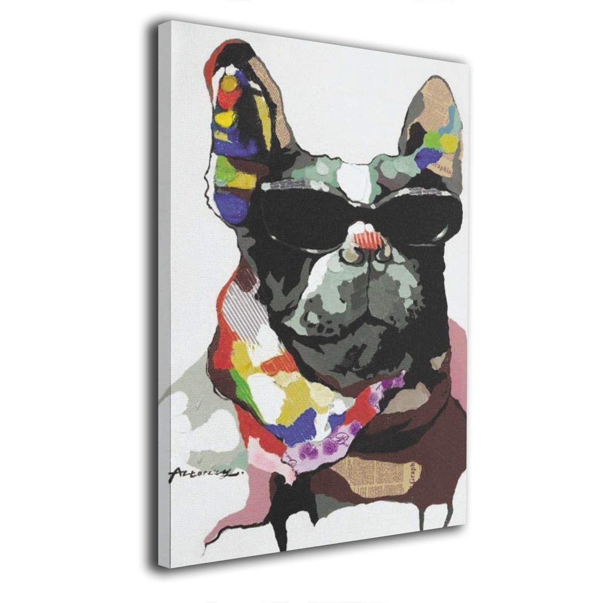 フレンチブルドック メガネ アート 絵画 新品 アートポスター フレンチブルドッグ メガネ犬のポップアート